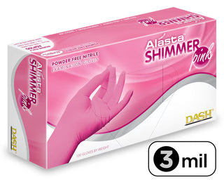 Alasta Shimmer Pink Nitrile Exam Gloves- Sold by the Case (10 boxes/case)