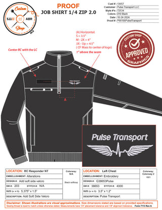CUSTOM - PULSE TRANSPORT - JOB SHIRT BLACK(72534)