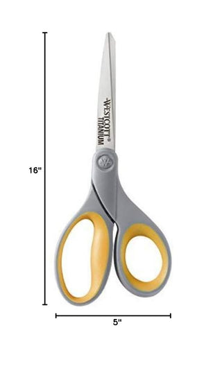Westcott 8-Inch Titanium Bonded Scissors for Home, Office, and Classroom - Perfect for Cutting Paper, Sewing, and Crafts - Heavy-Duty Design with Soft Handle - Gray/Yellow - 4-Pack