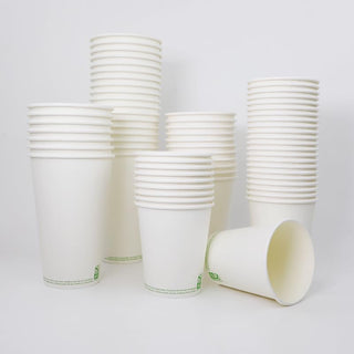Amazon Basics Disposable Compostable Paper Coffee Cups for Hot & Cold Beverages, Leak-Proof, 12 Ounces, White, 1000 Count