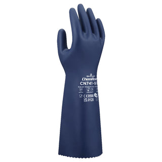 SHOWA CN741 Sustainable EBT Nitrile Chemical Resistant Safety Glove, Unlined, Food Safe, 15 Mil, 15" Length, X-Large (12 Pair)