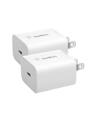 Belkin USB C Charger Block 20W (2-Pack) - Fast Charging - Apple iPhone 17, Air, Pro, Pro Max, iPad, AirPods, Apple Watch, Samsung Galaxy S25, Nintendo Switch 2 & More - White