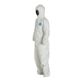 DuPont Tyvek 400 Disposable Protective Coverall with Respirator-Fit Hood and Elastic Cuff, White, X-Large, 6-Pack