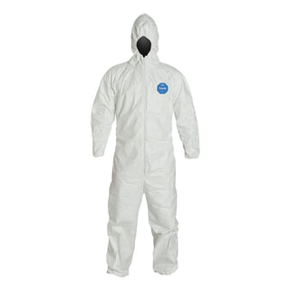 DuPont Tyvek 400 Disposable Protective Coverall with Respirator-Fit Hood and Elastic Cuff, White, X-Large, 6-Pack