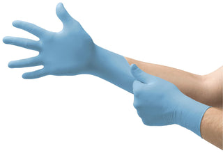 Ansell MICROFLEX 92-134 Disposable Powder-Free Nitrile Gloves for Dentistry, Cleaning w/Textured Fingertips - Medium, Blue (Box of 100)