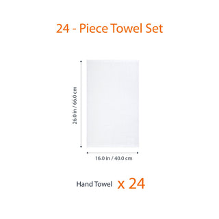 Amazon Basics Soft and Thick Cotton Hand Towels for Gym, Quick Drying, 16 x 26 in, White, 24-Pack