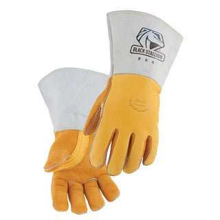 Black Stallion (850 Premium Grain Elkskin Stick Glove with Nomex Lined Back, Thumb Strap, Extra Thick, Kevlar Stitching, Flame and Abrasion Resistance, Large