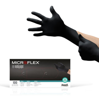 Microflex MK-296-XL MidKnight Disposable Nitrile Glove for Automotive with Full Texture, Black