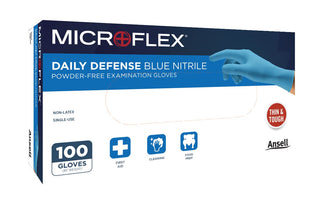 Ansell MICROFLEX 10-733 Daily Defense Disposable Nitrile Gloves for Cleaning, Food Prep, First Aid - X-Large, Blue (Box of 100)