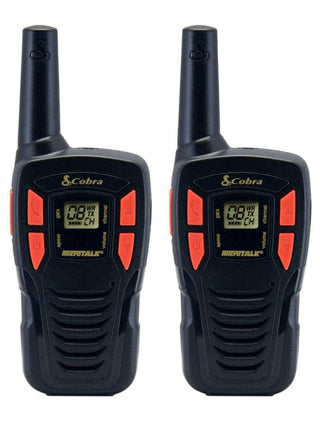 Cobra ACXT145 Compact Walkie Talkies - Rechargeable, Lightweight, 22 Channels, Long Range 16-Mile Two-Way Radio Set (2-Pack), black