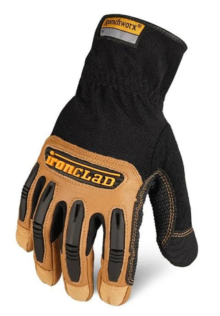 Ironclad Ranchworx Work Gloves RWG2, Premier Leather Work Glove, Performance Fit, Durable, Machine Washable, (1 Pair), RWG2-04-L,Brown/Black