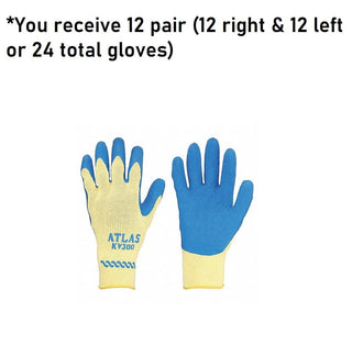 SHOWA Atlas KV300 Natural Latex Palm Coated A3 Cut Resistant Safety Glove with Kevlar Liner, 10-Gauge, Small (12 Pair)