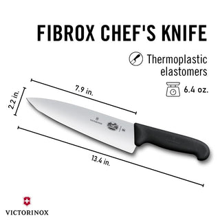 Victorinox Fibrox Pro Chef’s Knife, 8 Inch - Swiss Army Kitchen Knife, High Carbon Stainless Steel Blade, Non-Slip Fibrox Handle, Dishwasher Safe, Black