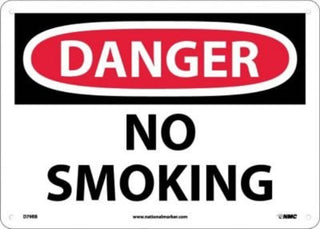 NMC D79RB OSHA Sign, "DANGER NO SMOKING", 14" Width x 10" Height, Rigid Plastic, Black/Red On White