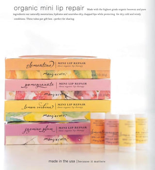 Mangiacotti Lip Balm 3-Pack Small Moisturizing Repair Sticks for Soft Lips Organic Beeswax Mini Balms, .15 Ounce Total, Pomegranate