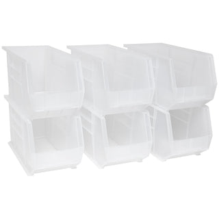 Akro-Mils 30260 AkroBins Plastic Storage Bins, Space-Saving Stackable Bins for Garage, Pantry, Craft Organization, 18" x 11" x 10", Clear, 6-Pack