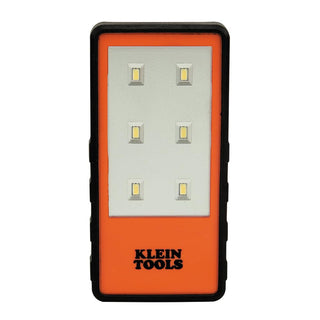 Klein Tools 56221 LED Light with Magnetized Clip, Battery Operated, Hands Free, Adjustable Brightness, Orange, for Work, Running, Camping