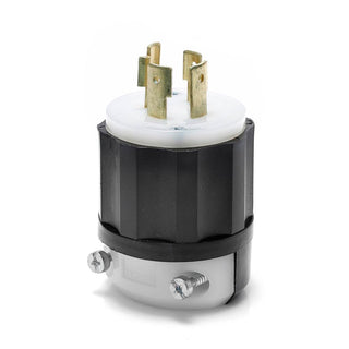 Leviton 20 Amp, 480 Volt 3-phase, NEMA L16-20P, 3P, 4W, Locking Plug, Industrial Grade, Grounding, 2431, Black-White