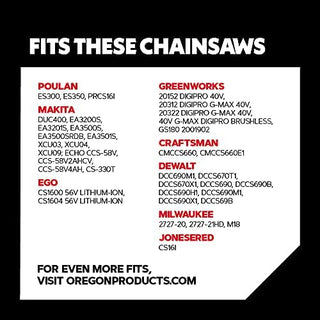 Oregon Chainsaw Chain 3/8" LP Pitch, .043" (1.1 mm) Gauge for 16" (40cm) Bar, 56 Drive Links – Low-kickback Replacement Saw Chain, Fits Greenworks, Makita, Ego, Dewalt and more