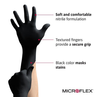 Ansell Microflex BD1005NPF Black Dragon Zero 5mil Disposable Nitrile Glove with Textured Fingertip for Automotive Aftermarket