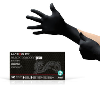 Ansell Microflex BD1005NPF Black Dragon Zero 5mil Disposable Nitrile Glove with Textured Fingertip for Automotive Aftermarket