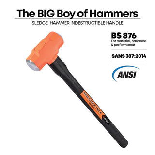 Groz 8 lb Sledge Hammer with Indestructible Steel Handle, 16" Professional Demolition Hammer with Vibration-Reducing Grip, Unbreakable Design for Construction and Metal Work (34523)