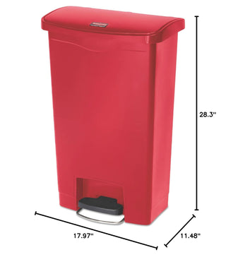 Rubbermaid Commercial Products Streamline Slim Step-On Plastic Trash Can, 13 Gallon, Red, Hands-Free Garbage Can for Medical Waste in Hospitals/Lab/Emergency/Patient Rooms