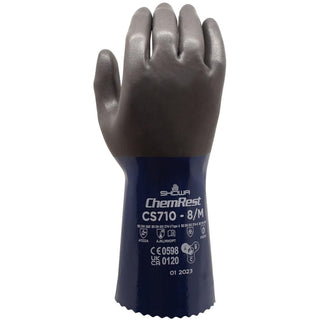 SHOWA CS710 Foamed Nitrile Chemical Resistant Safety Glove with Poly Liner, 12" Length, XX-Large (12 Pair)