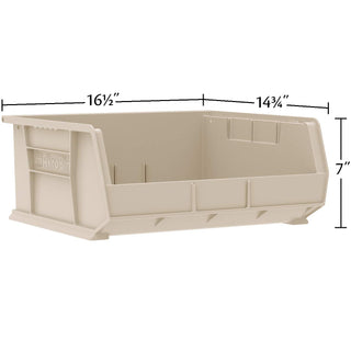 Akro-Mils 30250 AkroBins Plastic Storage Bins, Space-Saving Stackable Bins for Garage, Pantry, Craft Organization, 15" x 16" x 7", Clear, 6-Pack