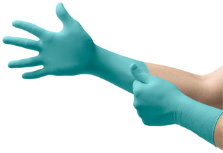 Ansell Microflex N89 Disposable Nitrile Gloves w/Textured Fingertips & Extended Cuff for General Use, Sample Taking - Medium, Green (Box of 50)