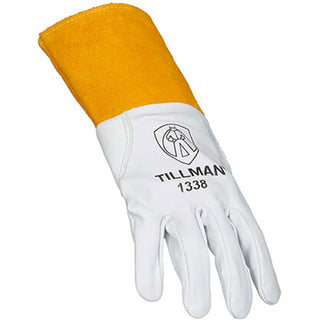 Tillman 1338 Top Grain Goatskin TIG Welding Gloves with 4" Cuff, Small,White