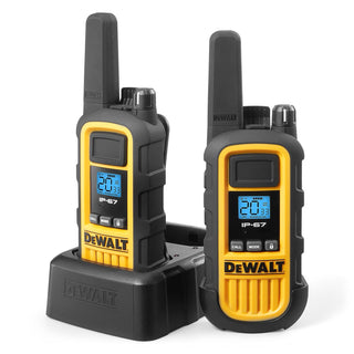 DEWALT DXFRS800 FRS Walkie Talkies, Long Range 2 Way Radio, 2W, IP67 Waterproof, Rechargeable, 2 Pack, DXFRS800