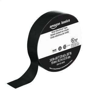 Amazon Basics Vinyl Electrical Adhesive Tape, Flame Retardant, Wire Insulation, Repairs, 3/4 in x 60 ft x 0.007in, Black, 6-Pack (