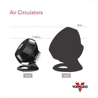 Vornado 460 Small Desk Fan with 3 Speed Settings, Adjustable Tilt Chrome Glide Bar, for Bedroom, Office, Home, Air Circulation up to 70 Feet, Quiet Table Fan, Black