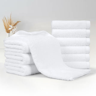 Amazon Basics Soft and Thick Cotton Hand Towels for Gym, Quick Drying, 16 x 26 in, White, 24-Pack
