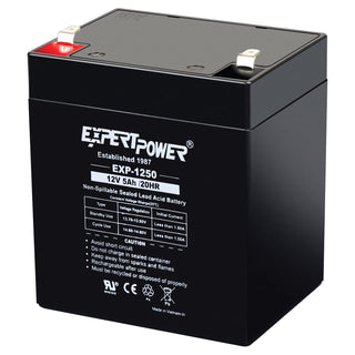 ExpertPower EXP1250-12V 5Ah Rechargeable SLA Battery for Security System, UPS, Garage Door Opener Replacement, Fire Alarm Batteries, Sealed Lead Acid, 12V Battery Backup