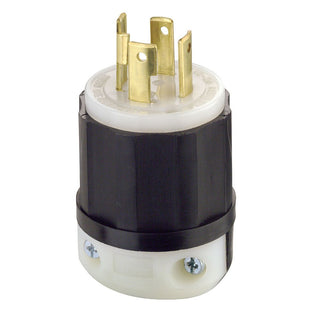 Leviton 30 Amp, 480 Volt 3-phase, NEMA L16-30P, 3P, 4W, Locking Plug, Industrial Grade, Grounding, 2731, Black-White