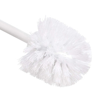 Amazon Basics Toilet Brush and Holder Set, Heavy-Duty Bristle Scrub Brushes with Non-Slip Handle, White, 4-Pack