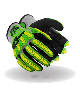 MAGID T-REX ANSI A5 Lightweight Sandy Nitrile Palm Coated Impact Gloves, 1 Pair, Size 8/Medium, TRX441