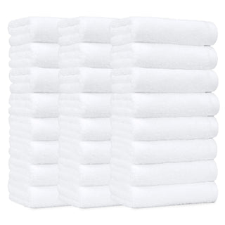 Amazon Basics Soft and Thick Cotton Hand Towels for Gym, Quick Drying, 16 x 26 in, White, 24-Pack