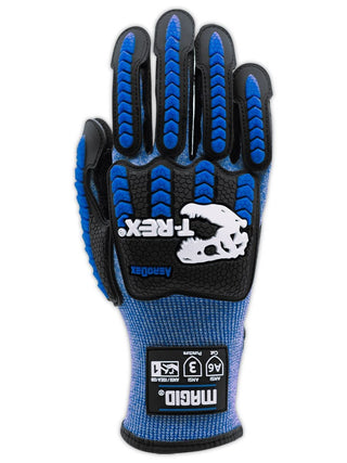 MAGID T-REX Flex Series ANSI A6 AeroDex Shell Impact Glove, 1 Pair, NitriX Coated Palm, Size 7/S, Blue, TRX685