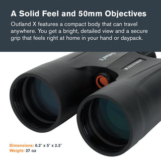 Celestron - Outland X 10x50 Binoculars – Ideal for Birding and Outdoors – 50mm Objective Lenses – 5.6° Field of View – BaK-4 Prisms – Multi-Coated – Waterproof and Fogproof