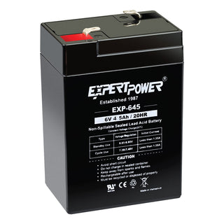 ExpertPower EXP645-6V 4.5Ah / 20HR SLA Rechargeable 6V Battery for Ride on Toys, Emergency Light, Exit Sign Battery Replacement, Sealed Lead Acid 6 Volt Batteries with F1 Terminals