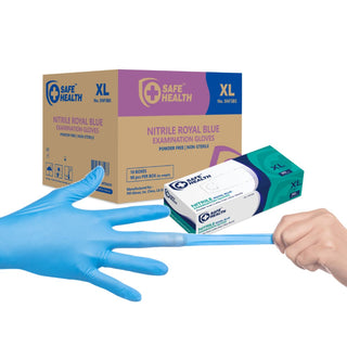 Safe Health Nitrile Exam Gloves – Extra Large, Latex-Free, Powder-Free, Case of 900, 3.5 mil Blue Disposable Gloves, Textured Fingertips – Medical Grade, Food, Cleaning, Tattoo Use