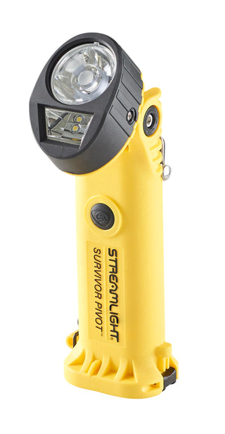 Streamlight 91810 Survivor Pivot 325-Lumen Right Angle Articulating Dual Beam Spot & Flood LED Flashlight with Alkaline Batteries and Clip, Yellow