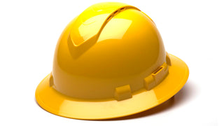 Pyramex Ridgeline Full Brim Hard Hat 4 Point Ratchet Vented Yellow