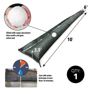 Quick Dam QD610-1 Water Activated Flood Barrier 10 feet, 1-Pack