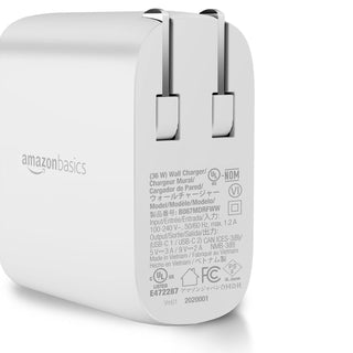 Amazon Basics 36W Dual Port USB-C Wall Charger with Power Delivery, Foldable Plug, for Tablets and Phones, Apple Watch, White, 2.34 x 1.09 x 2.21 in (PD36U-2TNB)