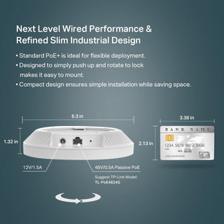 TP-Link EAP610 Omada Business WiFi 6 AX1800 Wireless Gigabit Access Point - Support Mesh, OFDMA, Seamless Roaming & MU-MIMO, SDN Integrated, Cloud Access & Omada App, PoE+ Powered, White, Dual-Band