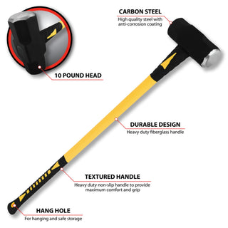 Performance Tool M7114 10-Pound Sledge Hammer With Fiberglass Handle